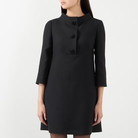 Embellished Button Mini Shift Dress