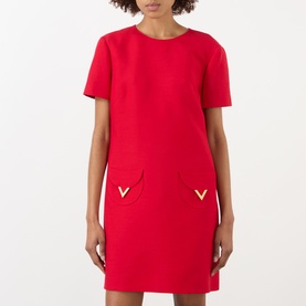 V Logo Pocket Dress
