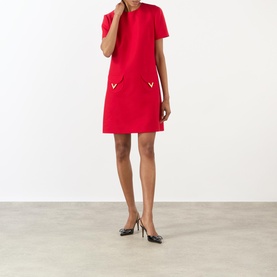 V Logo Pocket Dress
