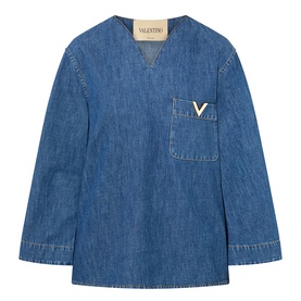 V Logo Pocket Blouse