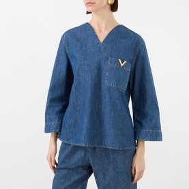 V Logo Pocket Blouse