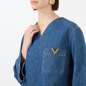 V Logo Pocket Blouse