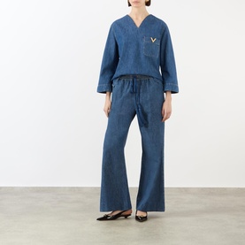 V Logo Pocket Blouse