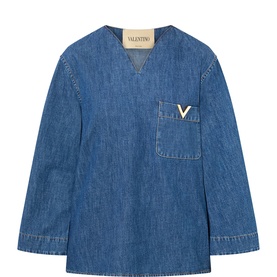 V Logo Pocket Blouse