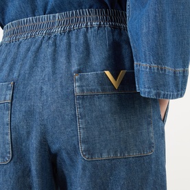 V Logo Wide Leg Jeans