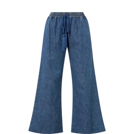V Logo Wide Leg Jeans
