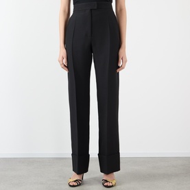 High-Rise Tailored Straight Leg Trousers