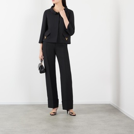 High-Rise Tailored Straight Leg Trousers