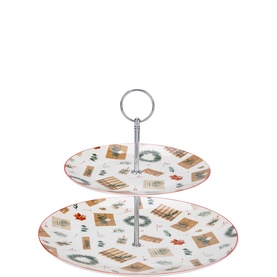 Christmas Spirit Two-Tier Cake Stand