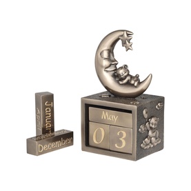 Moon and Teddy Bronze Calendar Ornament