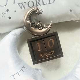 Moon and Teddy Bronze Calendar Ornament