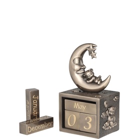 Moon and Teddy Bronze Calendar Ornament