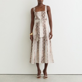 Amy Snake Tie Front Flared Dress