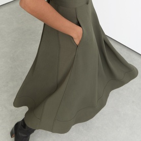 Ava Mesh Panel Pleated Flared Dress