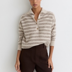 Evana Striped Buttoned Sweater
