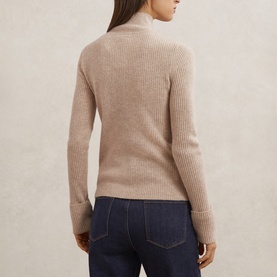 Elly Buttoned Turtleneck Wool Sweater