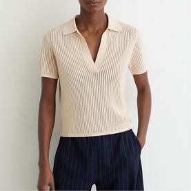 Pippa Open Stitch Knitted Polo Shirt