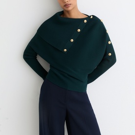 Lexi Ribbed Button Shawl Sweater