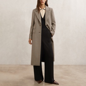 Karina Single-Breasted Check Coat