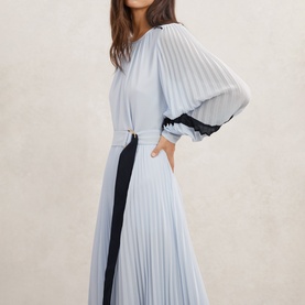 Tori Colour-Blocked Pleated Dress