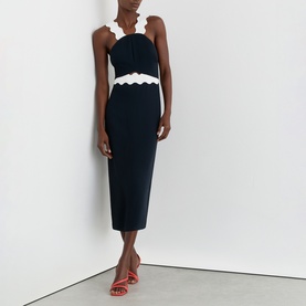 Dillon Contrast Wave-Trim Fitted Dress
