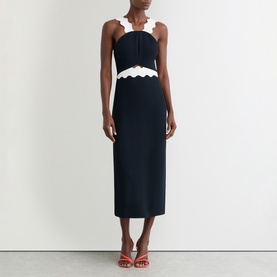 Dillon Contrast Wave-Trim Fitted Dress