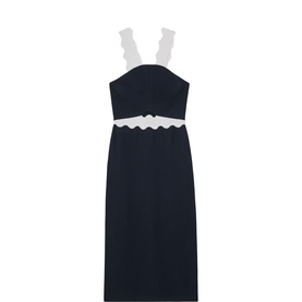 Dillon Contrast Wave-Trim Fitted Dress