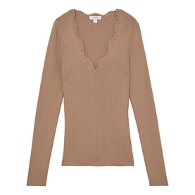 Lara Crochet Trim Ribbed Top