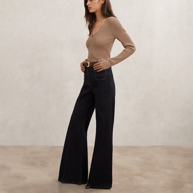 Lara Crochet Trim Ribbed Top