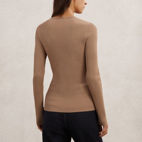 Lara Crochet Trim Ribbed Top
