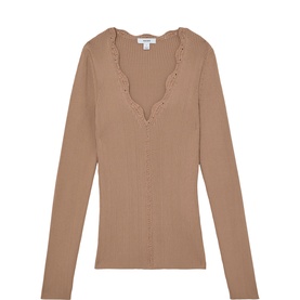 Lara Crochet Trim Ribbed Top