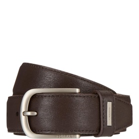 Metal Logo Leather Belt