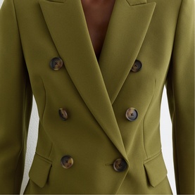 Priya Twill Double-Breasted Blazer