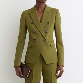 Priya Twill Double-Breasted Blazer