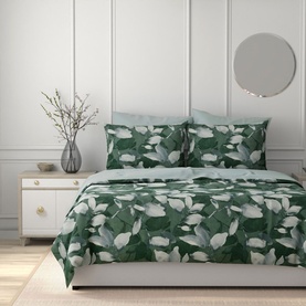Inky Leaves Duvet Set Green