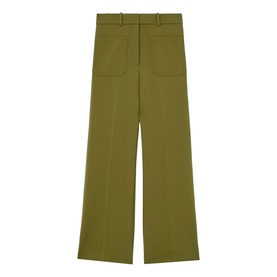 Priya Twill High-Rise Flared Trousers