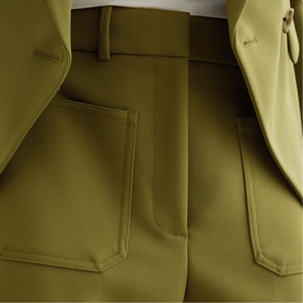 Priya Twill High-Rise Flared Trousers