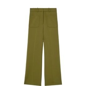 Priya Twill High-Rise Flared Trousers