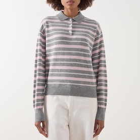 Collegiate Striped Knitted Polo Shirt