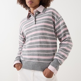 Collegiate Striped Knitted Polo Shirt
