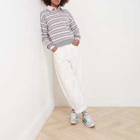 Collegiate Striped Knitted Polo Shirt