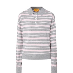 Collegiate Striped Knitted Polo Shirt