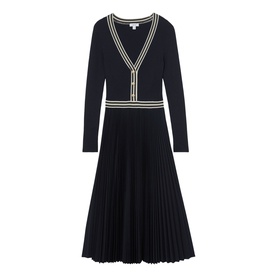Gaia Rib Knit Pleated Dress