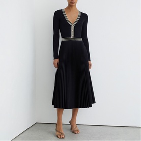 Gaia Rib Knit Pleated Dress