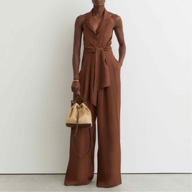 Taya Tie Front Wide Leg Jumpsuit