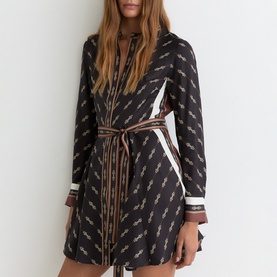 Nina Chain Belted Flared Mini Dress