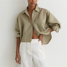 Solena Linen Cropped Shirt