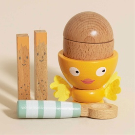 Wooden Egg Cup & Soldiers Set