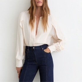 Maddie Pleated Embroidered Blouse