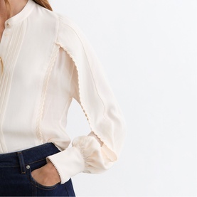 Maddie Pleated Embroidered Blouse